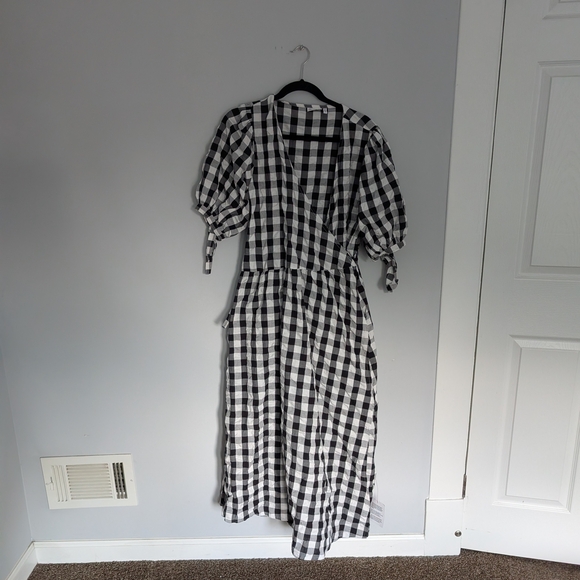 ASOS Black and White Checkered Midi Dress - Picture 4 of 7